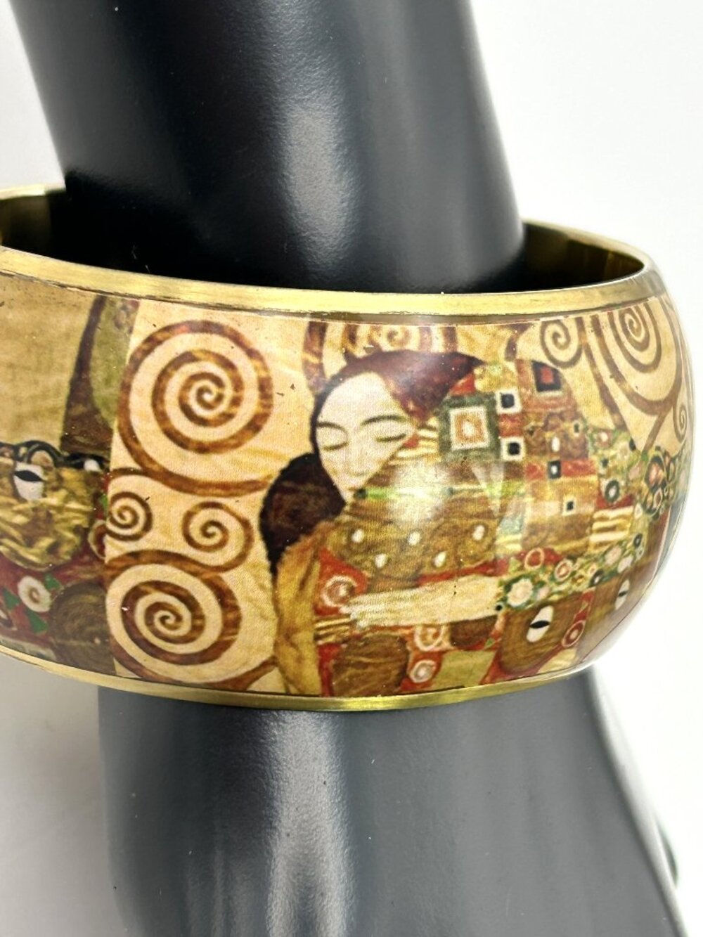 Gustave Klimt Wide Bangle Bracelet Art Print Brass